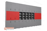 Шкаф встраиваемый закрытый многосекционный с открытой полкой №2