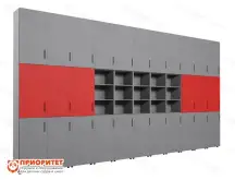 Шкаф встраиваемый закрытый многосекционный с открытой полкой №21