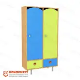 Шкафчик для детского сада 2-секционный с ящиками (цветной)1