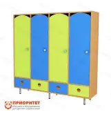 Шкаф 4-секционный с ящиками (цветной фасад)1