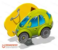 Качалка на пружине «Автомобиль» для детской площадки (зеленая)1
