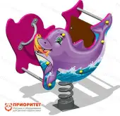 Качалка на пружине «Дельфинчик» для детской площадки (розовый)1