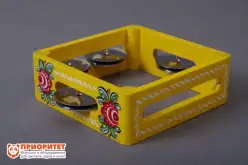 Тамбурин (бубен) из массива березы с росписью, D - 15 см. Мастерская Сереброва1