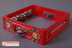 Тамбурин (бубен) из массива березы с росписью, D - 20 см. Мастерская Сереброва1