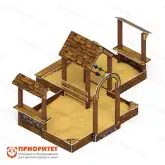 Песочный дворик двойной большой «Домик» с навесом (коричневый) для детской площадки1