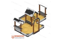 Песочный дворик двойной большой «Домик» с навесом (Техно) для детской площадки