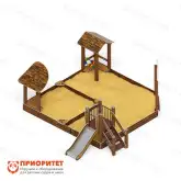 Песочный дворик с горкой (коричневый) для детской площадки1