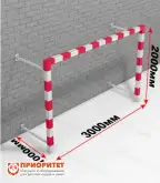 Детские складные минифутбольные/гандбольные ворота (стальной профиль 80х80, красные)1