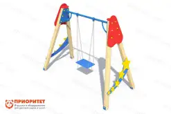 Детские деревянные уличные качели «Звездочет» голубые1