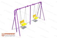 Качели двойные на металлических стойках с сиденьями со спинкой
