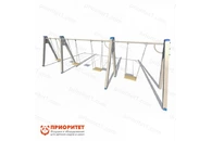 Качели на металлических стойках с 4 сиденьями без спинки