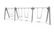 Качели на металлических стойках с 4 сиденьями без спинки_1