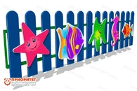 Деревянное ограждение для детских садов и ДОУ «Подводный мир» 2000х49х500