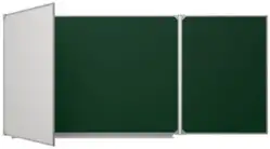 Трёхэлементная магнитная эмалированная школьная доска 2400х1000 комби (мел\маркер)1