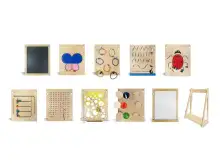 Набор тактильно-развивающих панелей «Счастливое детство» (10 панелей + настенное основание)1