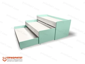 Кровать детская трехъярусная Сладкие сны выкатная (выдвижная) мятная Кровать детская трехъярусная Сладкие сны выкатная (выдвижная) мятная