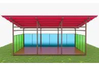 Теневой навес с цинковым напылением и акриловыми панелями ТН01 400х400 см