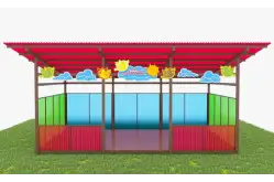 Теневой навес с цинковым напылением и акриловыми панелями ТН04 500х400 см1