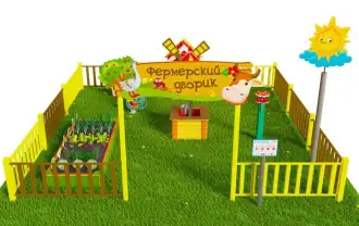 Игровая развивающая площадка Фермерский дворик из экопластика и нержавеющей стали Мини 2