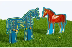 Двусторонний модуль с сенсорными элементами Тактильный топиарий Лошадь1