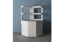 Стол лабораторный угловой с двумя полками ЛК-950/650 УСК1