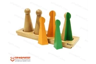 Игровой набор Монтессори «Деревянные дроби-кегли на подставке»