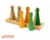 Игровой набор Монтессори «Деревянные дроби-кегли на подставке»1