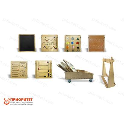 Набор тактильно-развивающих панелей «Я учусь» (с подставкой и тележкой)