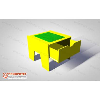 Лего-стол для конструирования с выдвижным ящиком «Новые горизонты» (желтый)