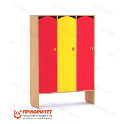 Шкаф 3-секционный малый с нишей под скамью (цветной фасад)