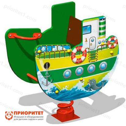 Качалка на пружине Пароходик для детской площадки (зеленая)