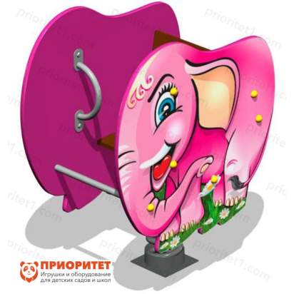 Качалка на пружине Слоник для детской площадки (розовый)