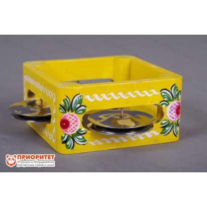 Тамбурин (бубен) из массива березы с росписью, D - 10 см. Мастерская Сереброва, РЗ-ТБ-07 3