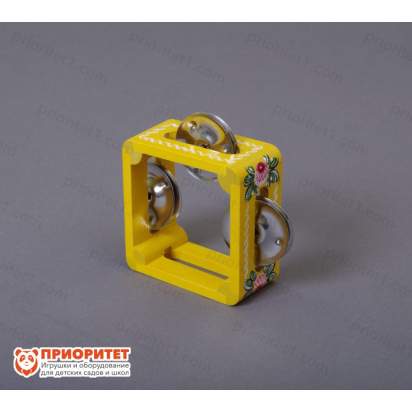 Тамбурин (бубен) из массива березы с росписью, D - 10 см. Мастерская Сереброва, РЗ-ТБ-07