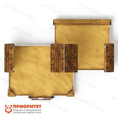 Песочный дворик двойной большой Домик с навесом (коричневый) для детской площадки 3