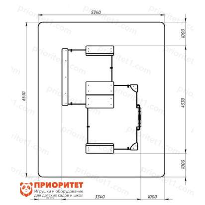 Песочный дворик двойной большой Домик с навесом (коричневый) для детской площадки 6