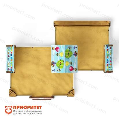 Песочный дворик двойной большой Домик с навесом (Коты) для детской площадки 5