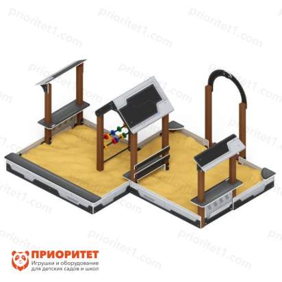 Песочный дворик двойной большой Домик с навесом (Техно) для детской площадки 3