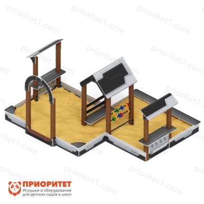 Песочный дворик двойной большой Домик с навесом (Техно) для детской площадки 4