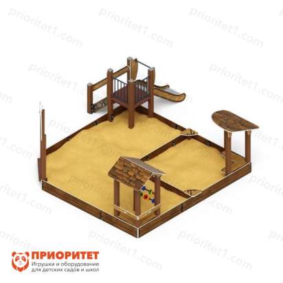 Песочный дворик с горкой (коричневый) для детской площадки 3