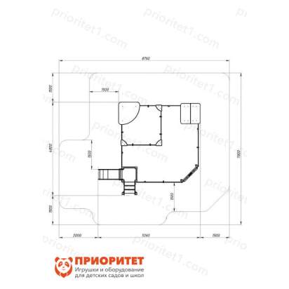 Песочный дворик с горкой (Техно) для детской площадки схема