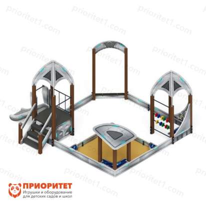 Песочный дворик Космопорт с горкой (серый) для детской площадки 2