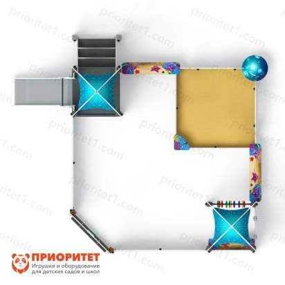 Песочный дворик Морской с горкой для детской площадки сверху