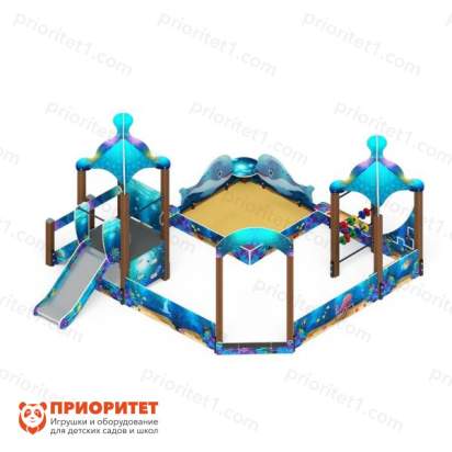 Песочный дворик Морской с горкой для детской площадки