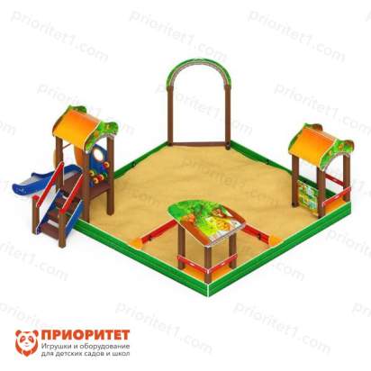 Песочный дворик Полянка с горкой для детской площадки 5