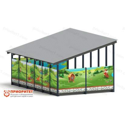 Теневой навес «В гостях у сказки» №3 для детского сада сбоку