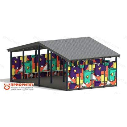 Теневой навес «Геометрия» №1 для детского сада сбоку