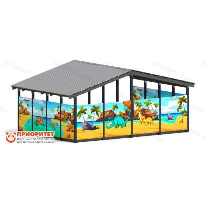 Теневой навес «Дино» №1 для детского сада сзади 2