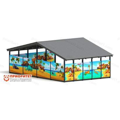 Теневой навес «Дино» №2 для детского сада сзади