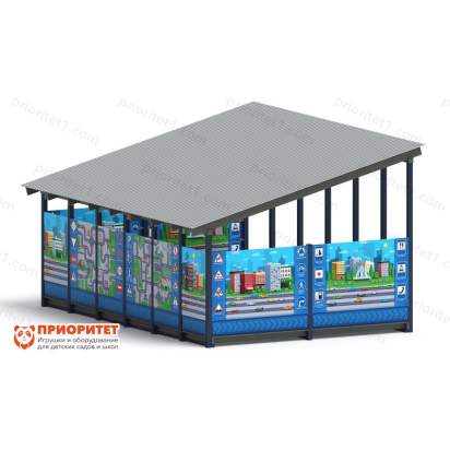 Теневой навес «ДПС» №3 для детского сада сбоку